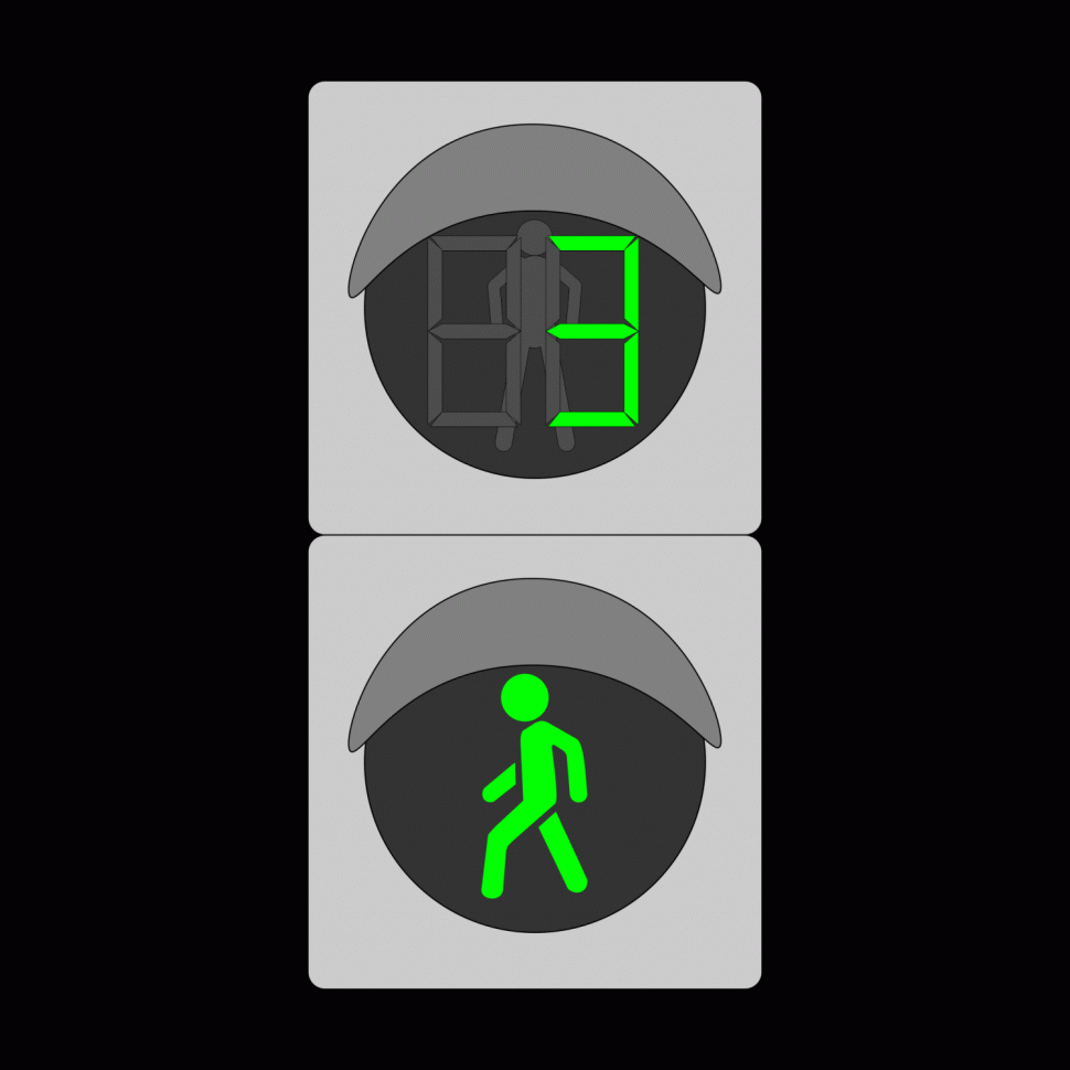 Секция пешеходного светофора с обратным отсчетом времени СПЗ-В-200 / СПЗ-В-300